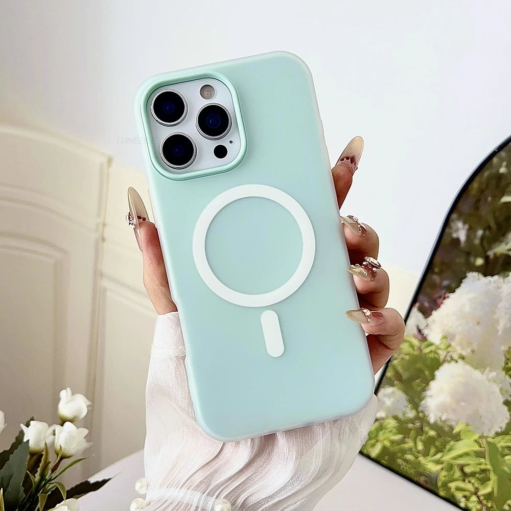 Candy Color 2 IN 1 For Magsafe Case for iPhone 15 16 13 11 14 12 17 Pro Max Plus Air Magnetic Wireless Charge Clear Matte Cover