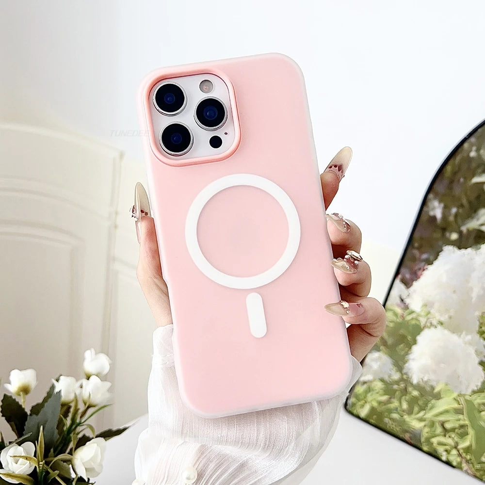 Candy Color 2 IN 1 For Magsafe Case for iPhone 15 16 13 11 14 12 17 Pro Max Plus Air Magnetic Wireless Charge Clear Matte Cover
