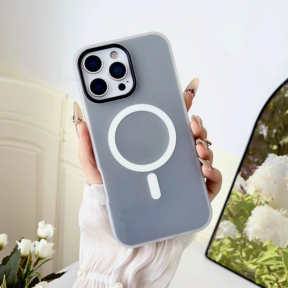 Candy Color 2 IN 1 For Magsafe Case for iPhone 15 16 13 11 14 12 17 Pro Max Plus Air Magnetic Wireless Charge Clear Matte Cover