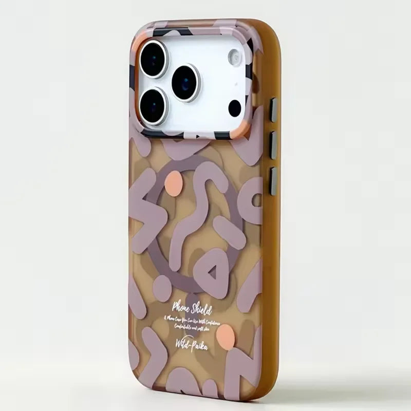 Trendy Matte Graffiti for Magsafe Case for iPhone 17 16 15 14 13 Pro Max Air Wireless Charging Shockproof Magnetic Hard Pc Cover