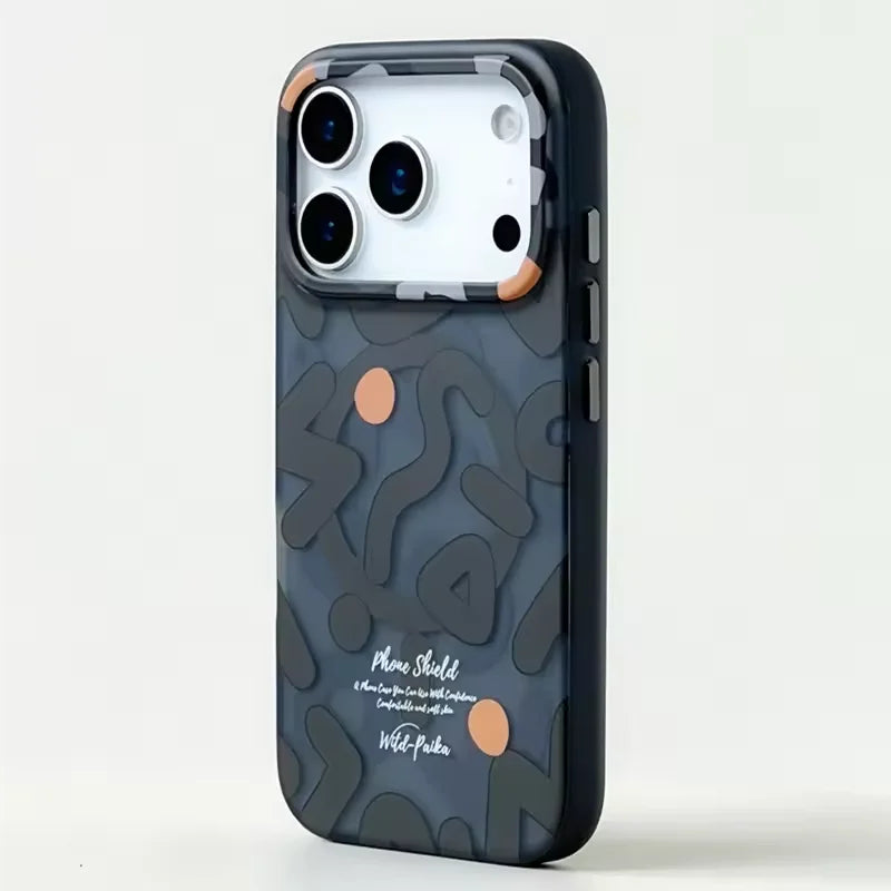 Trendy Matte Graffiti for Magsafe Case for iPhone 17 16 15 14 13 Pro Max Air Wireless Charging Shockproof Magnetic Hard Pc Cover