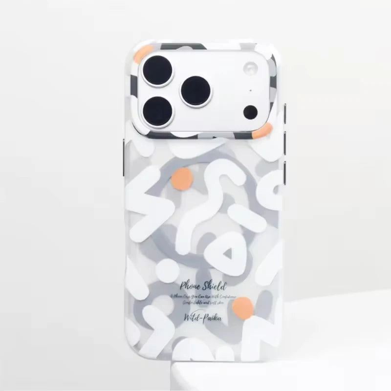 Trendy Matte Graffiti for Magsafe Case for iPhone 17 16 15 14 13 Pro Max Air Wireless Charging Shockproof Magnetic Hard Pc Cover