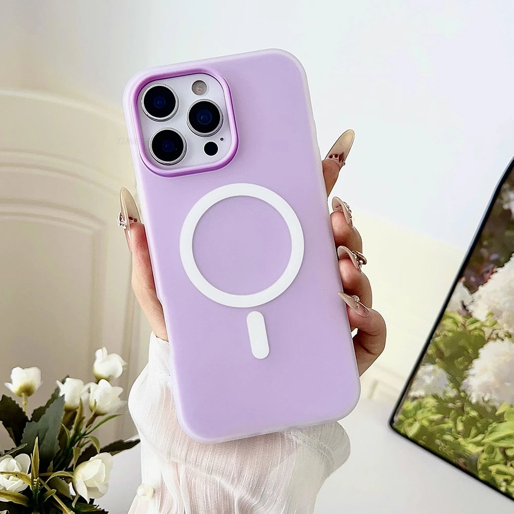 Candy Color 2 IN 1 For Magsafe Case for iPhone 15 16 13 11 14 12 17 Pro Max Plus Air Magnetic Wireless Charge Clear Matte Cover