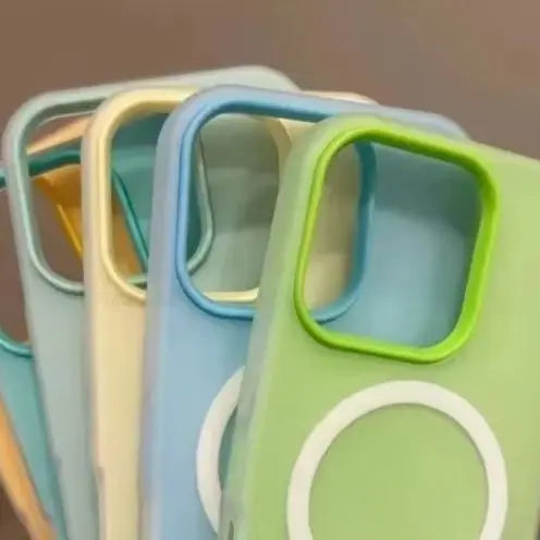 Candy Color 2 IN 1 For Magsafe Case for iPhone 15 16 13 11 14 12 17 Pro Max Plus Air Magnetic Wireless Charge Clear Matte Cover