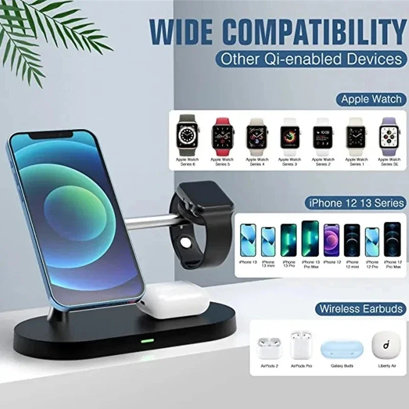 Magnetic Wireless Chargers 5 in 1 For iPhone 17-12, for Air pods Pro, for Series 1-11/SE 1-3/Ultra,With night light,Fast charger