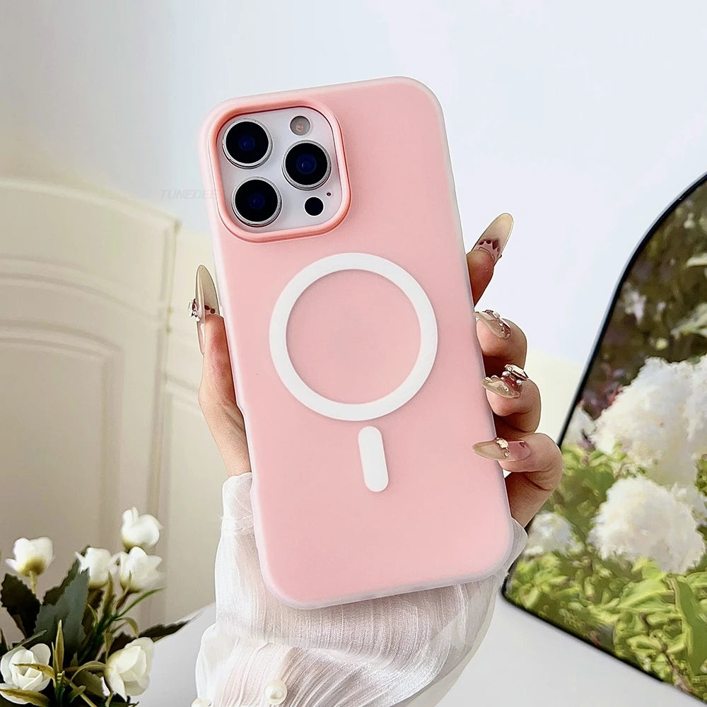 Candy Color 2 IN 1 For Magsafe Case for iPhone 15 16 13 11 14 12 17 Pro Max Plus Air Magnetic Wireless Charge Clear Matte Cover