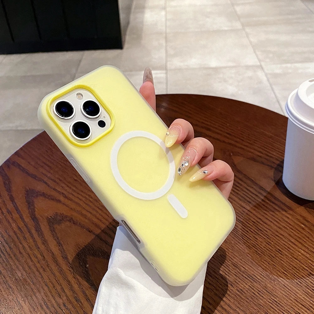 Candy Color 2 IN 1 For Magsafe Case for iPhone 15 16 13 11 14 12 17 Pro Max Plus Air Magnetic Wireless Charge Clear Matte Cover