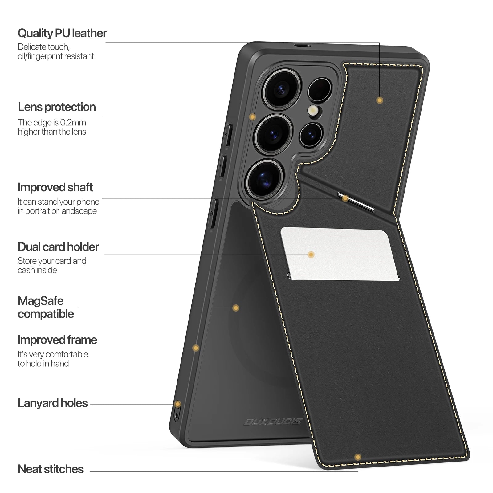 DUX DUCIS Magnetic Case For Samsung Galaxy S25 Ultra, Samsung S25 Edge, Samsung S25, S25 Plus Case Phone Stand Wallet 3in1