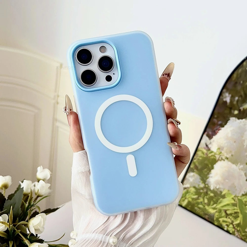 Candy Color 2 IN 1 For Magsafe Case for iPhone 15 16 13 11 14 12 17 Pro Max Plus Air Magnetic Wireless Charge Clear Matte Cover